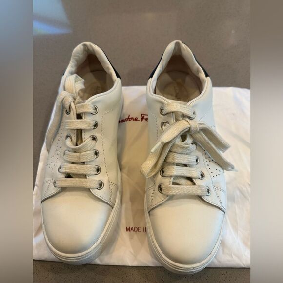 Salvatore Ferragamo White Sneakers Womens size 7 - Picture 2 of 10